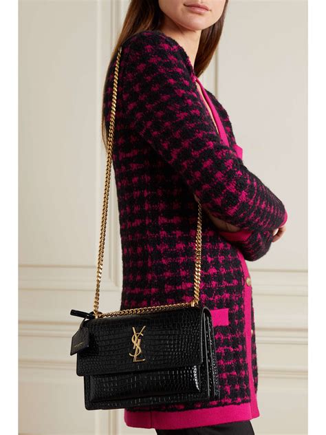 ysl small croc sunset bag sale|Women's Saint Laurent Handbags .